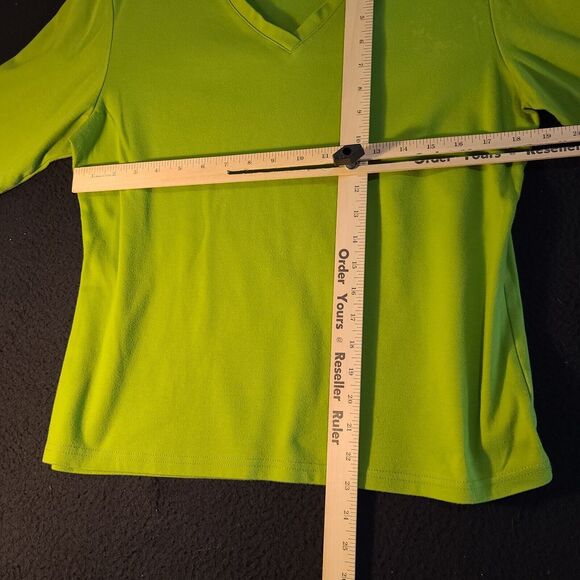 Louise F.D Womens Top Green Size XL Cotton Blend Pullover Long Sleeve Stretch - Picture 3 of 12